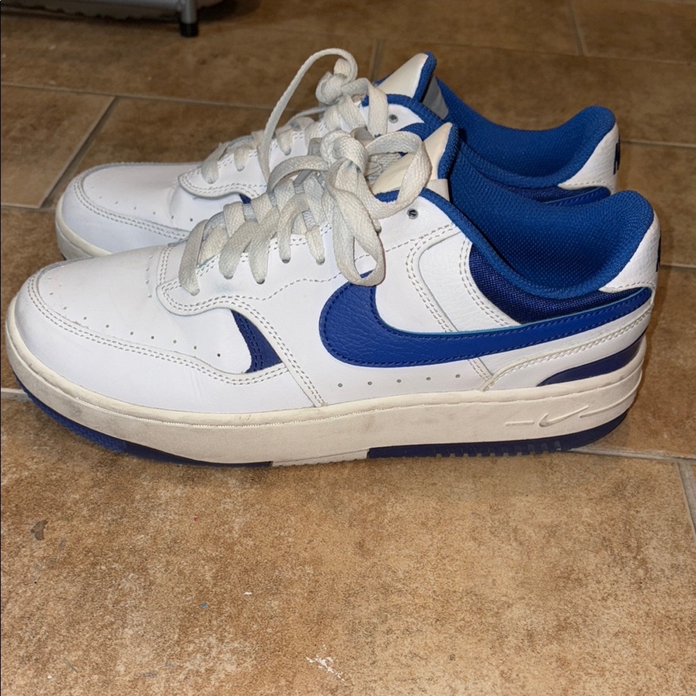Nike White and Royal Blue Athletic Shoes